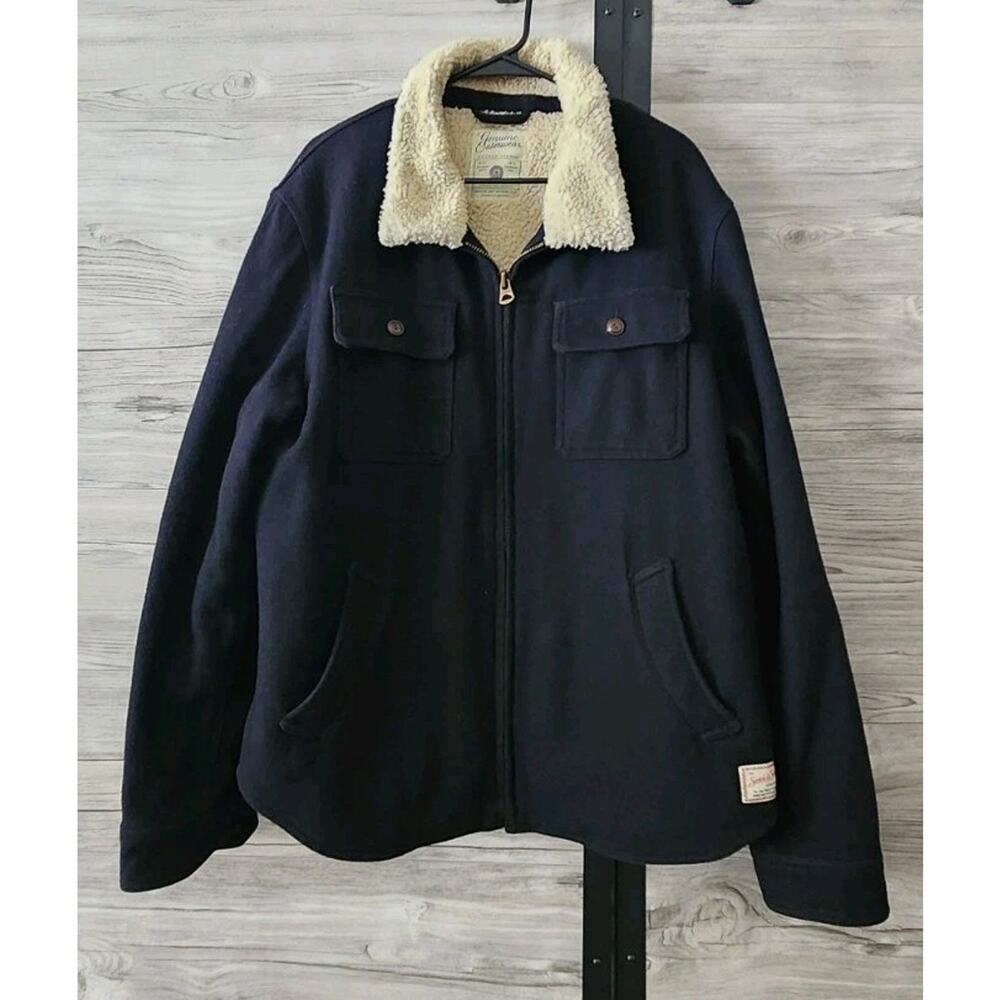 Scotch & Soda Wool Jacket Shirt Men's Sherpa Lined Navy Blue Size XXL